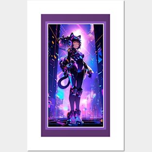 Anime Sci-Fi Cat Girl | Quality Anime Girl Artwork | Manga Girl Anime Art Posters and Art